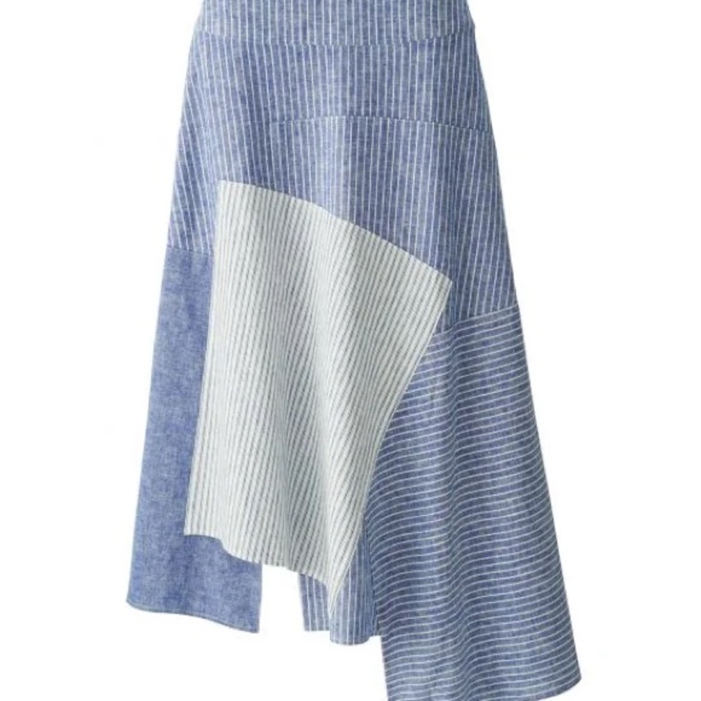 Uniqlo Asymmetrical Striped Blue and White Skirt